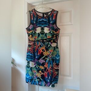 Flower Print Form Fitting Dress